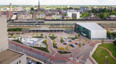 Station Hengelo van bovenaf